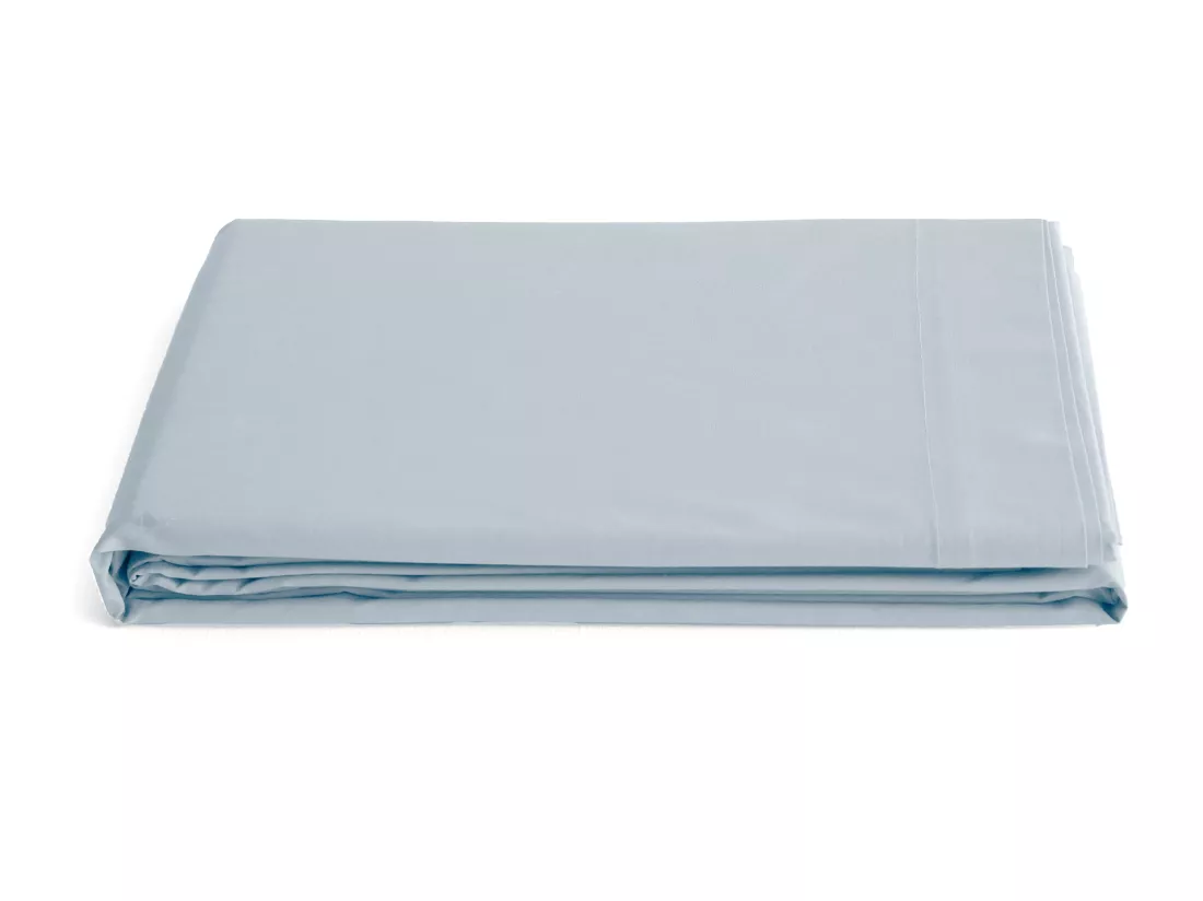 Drap plat 240x300 cm percale de coton MANOIR bleu Glacier