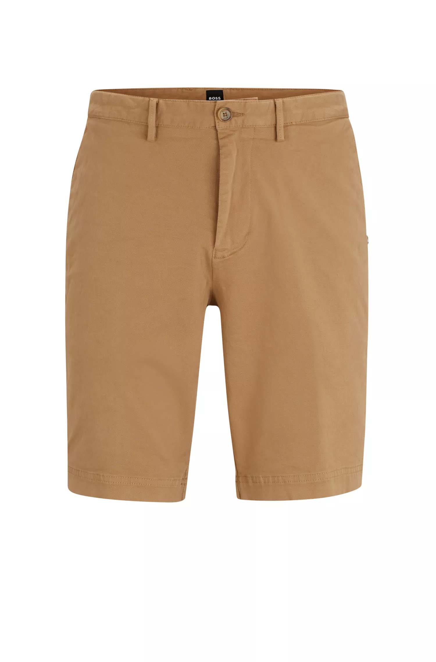 Shorts BOSS pretos de corte justo em algodão elástico.