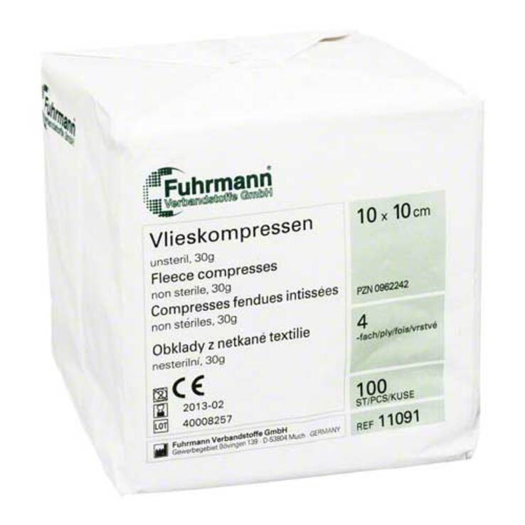 Vlieskompressen unsteril 10x10 cm 4lagig, 100 St