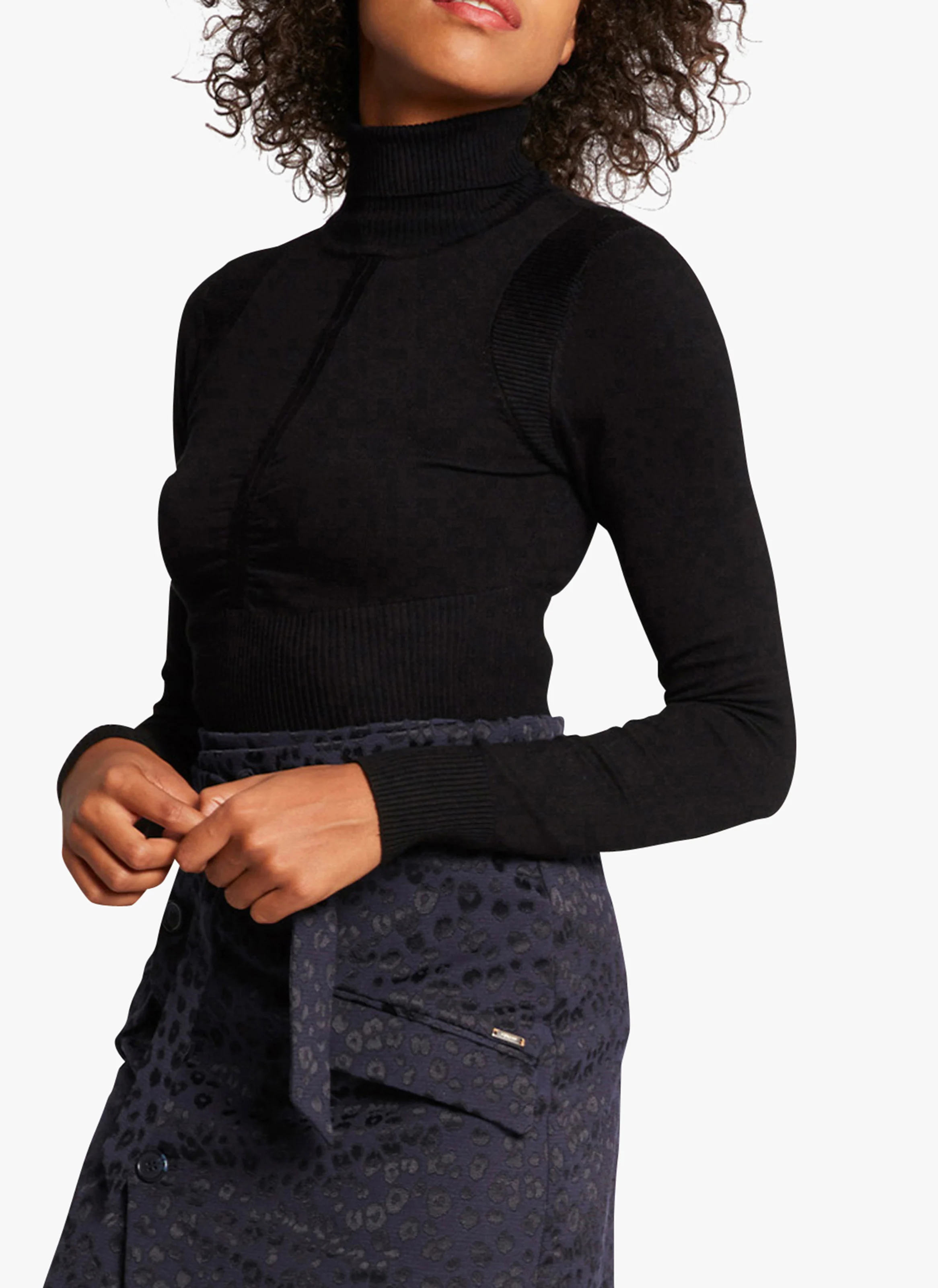 Pull col montant moulant | Noir