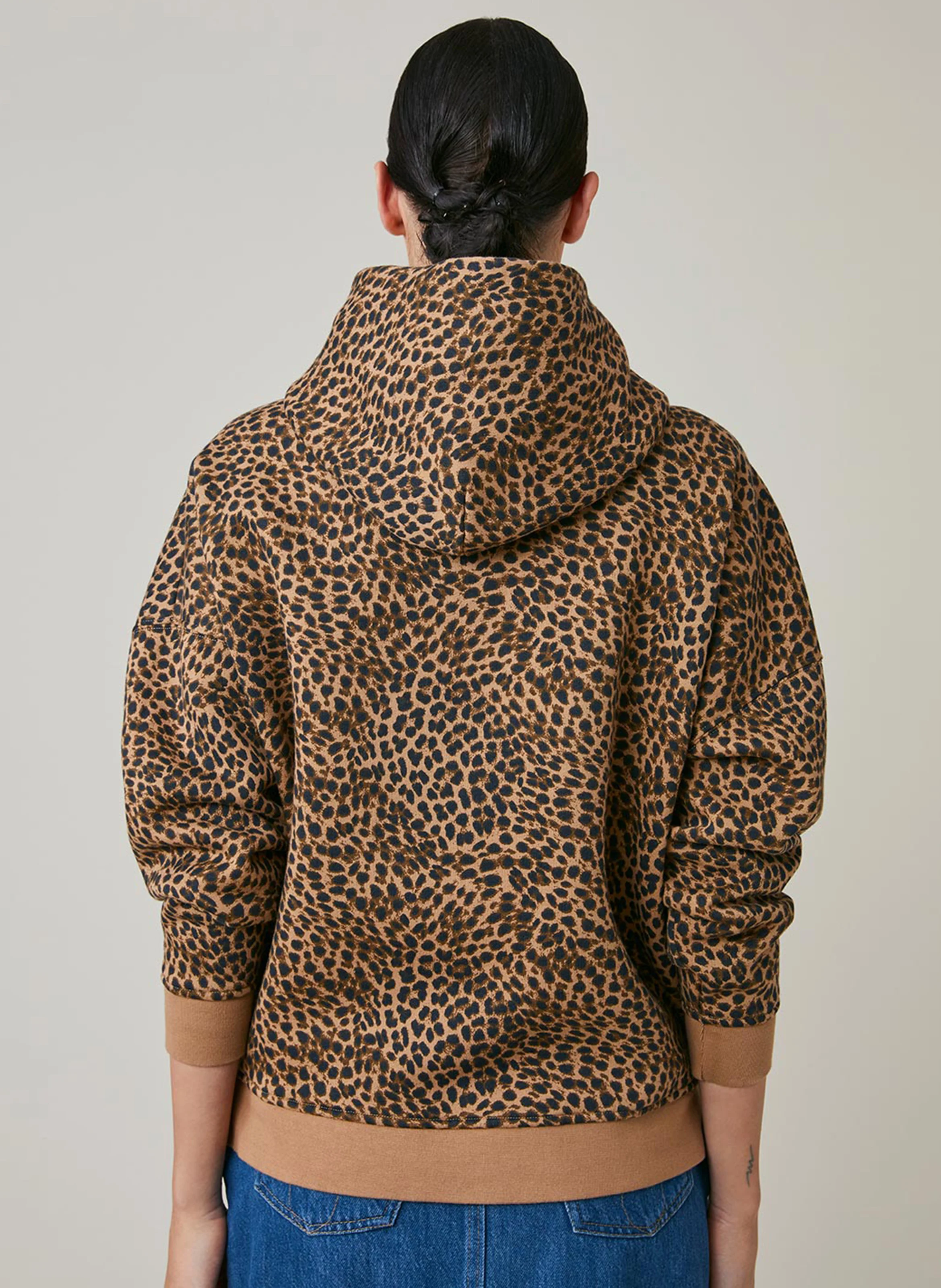 GEORDY - Sweat à capuche imprimé en coton mélangé | Marron