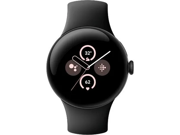 Google Pixel Watch 2 - Matsort aluminium - smart ur med aktivt bånd - fluoroelastomer - obsidian - båndstørrelse: S/L - 32 GB - Bluetooth, Wi-Fi, NFC - 31 g