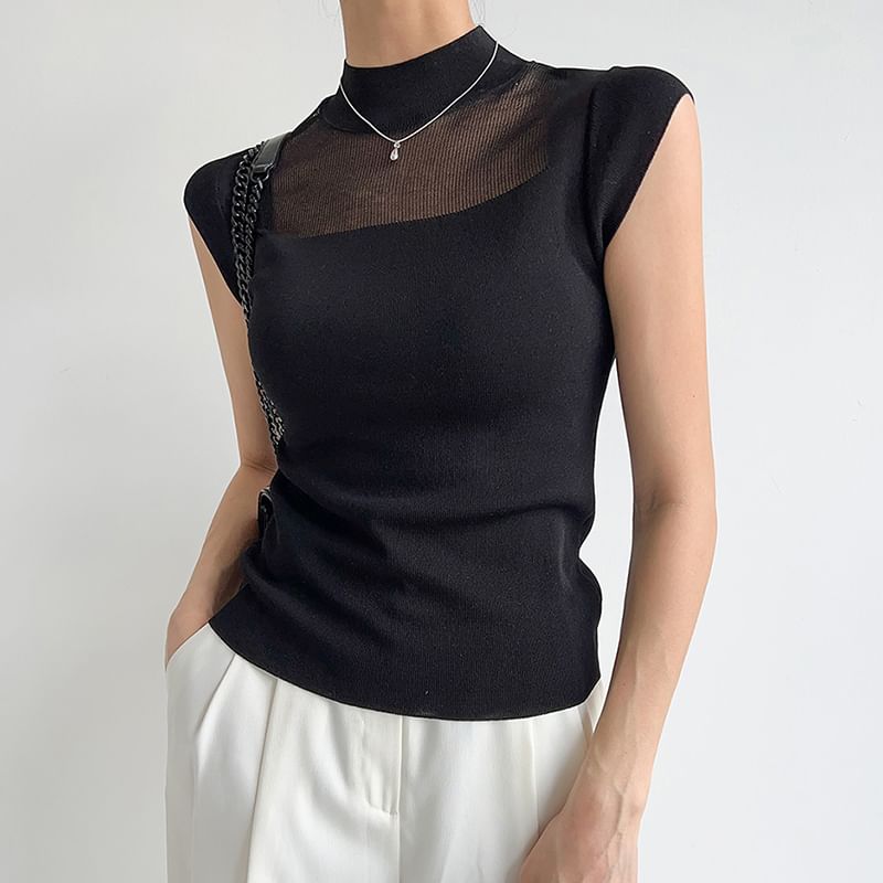 Coris - Top met capuchon en mockneck, effen gebreid