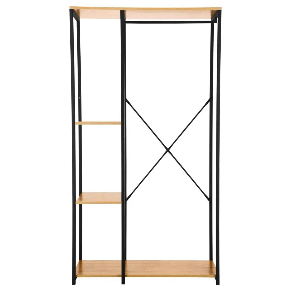 Kledingkast - Open Kast - 176x90x40 cm - MDF lichte Eik & Metaal