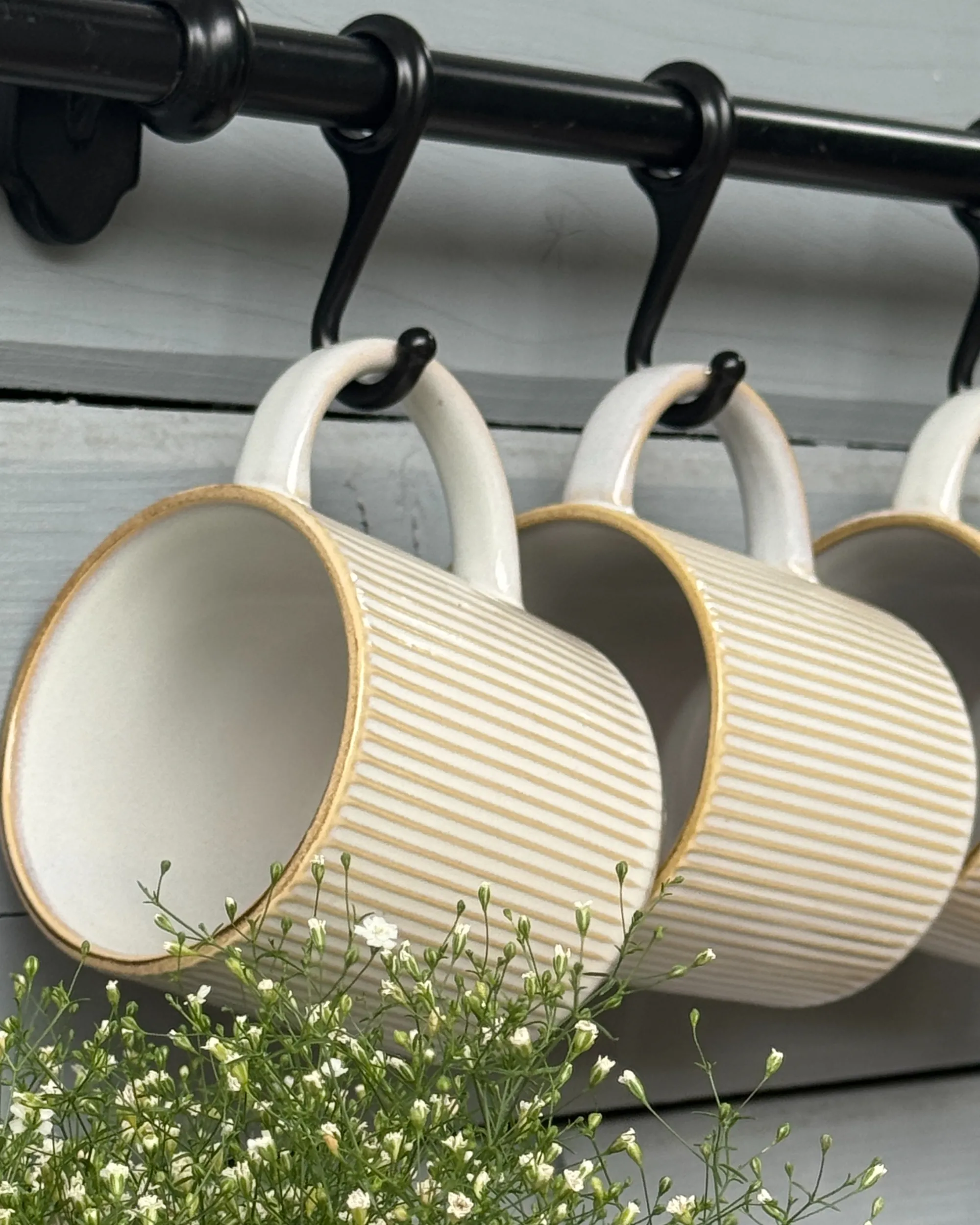 Set van 4 mokken MUGWORT Steengoed Lichtbeige