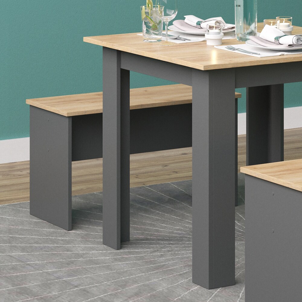 Vicco Tischgruppe Sitzgruppe Esszimmer Sentio Esstisch Anthrazit Eiche 80 cm