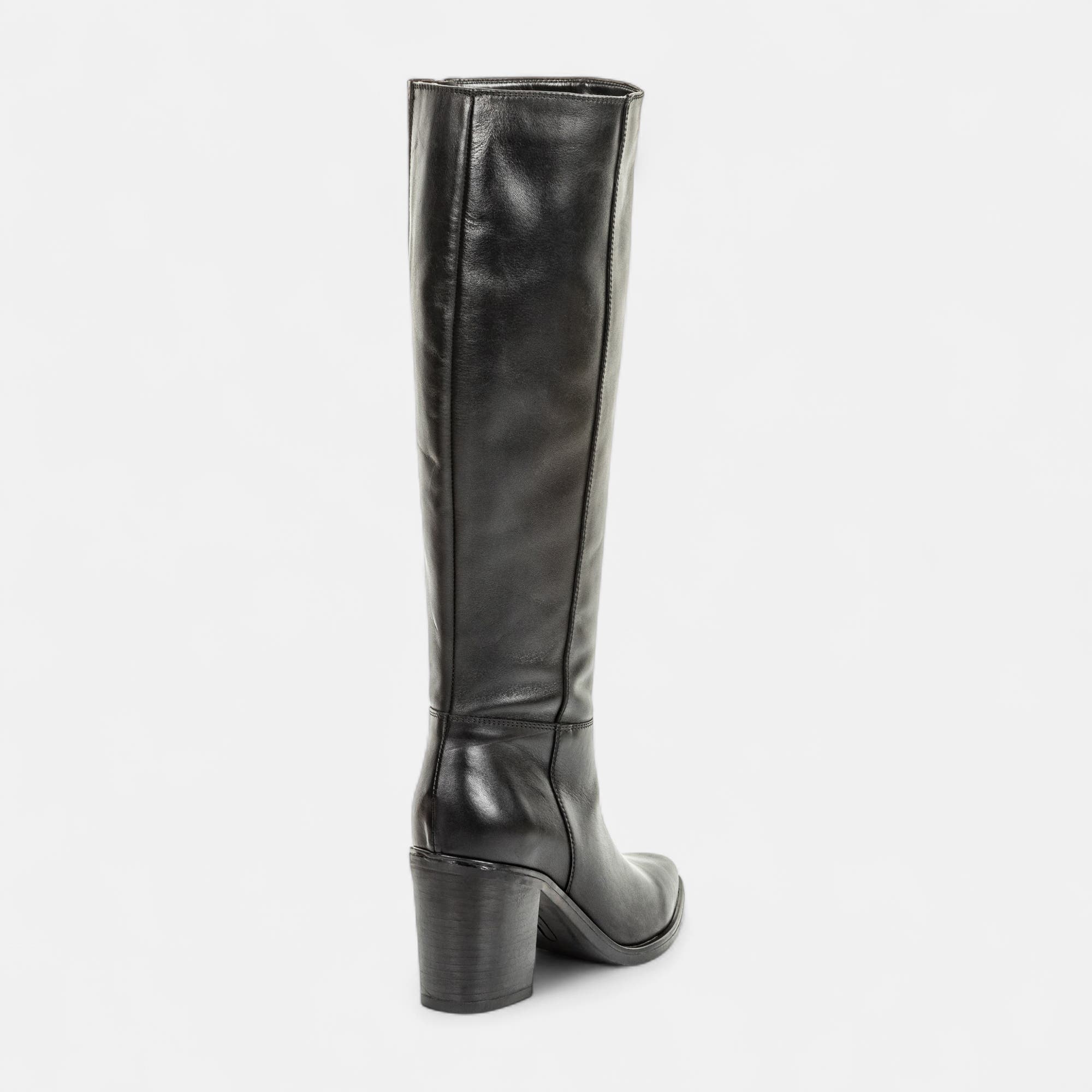 Bottes à talon Femme en cuir noir