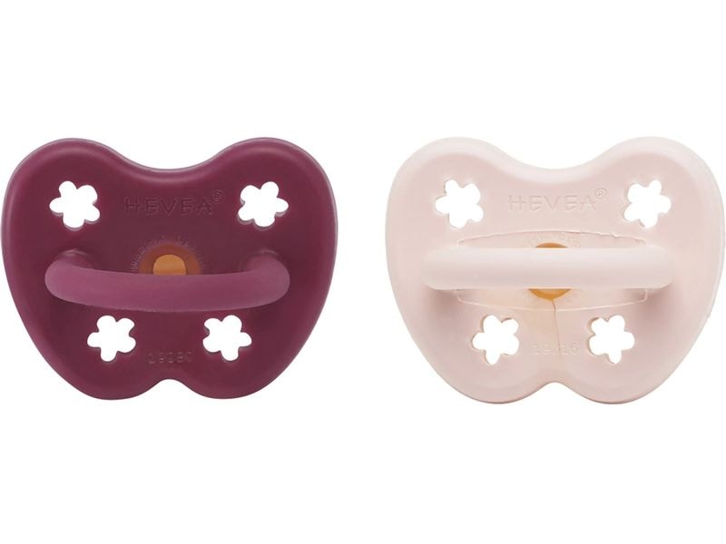 HEVEA Nuggi Orthodontic 2 Stk. Powder Pink/Rosewood 3-36 Mo Schnuller mit kieferorthopädischem Sauger