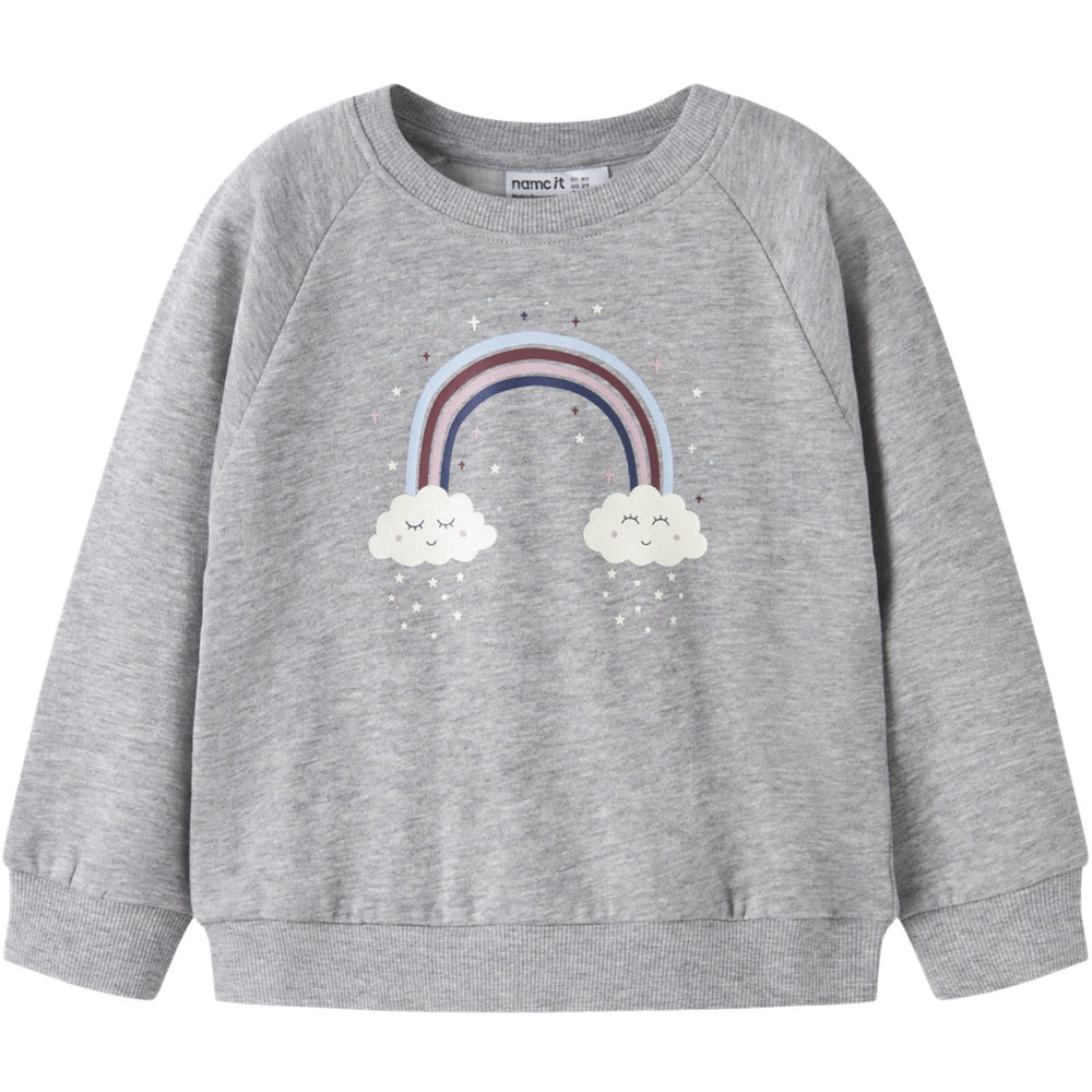 Køb Name It Grey Melange Rainbow Clouds Nmfvenus Ls Nreg Sweat Bru