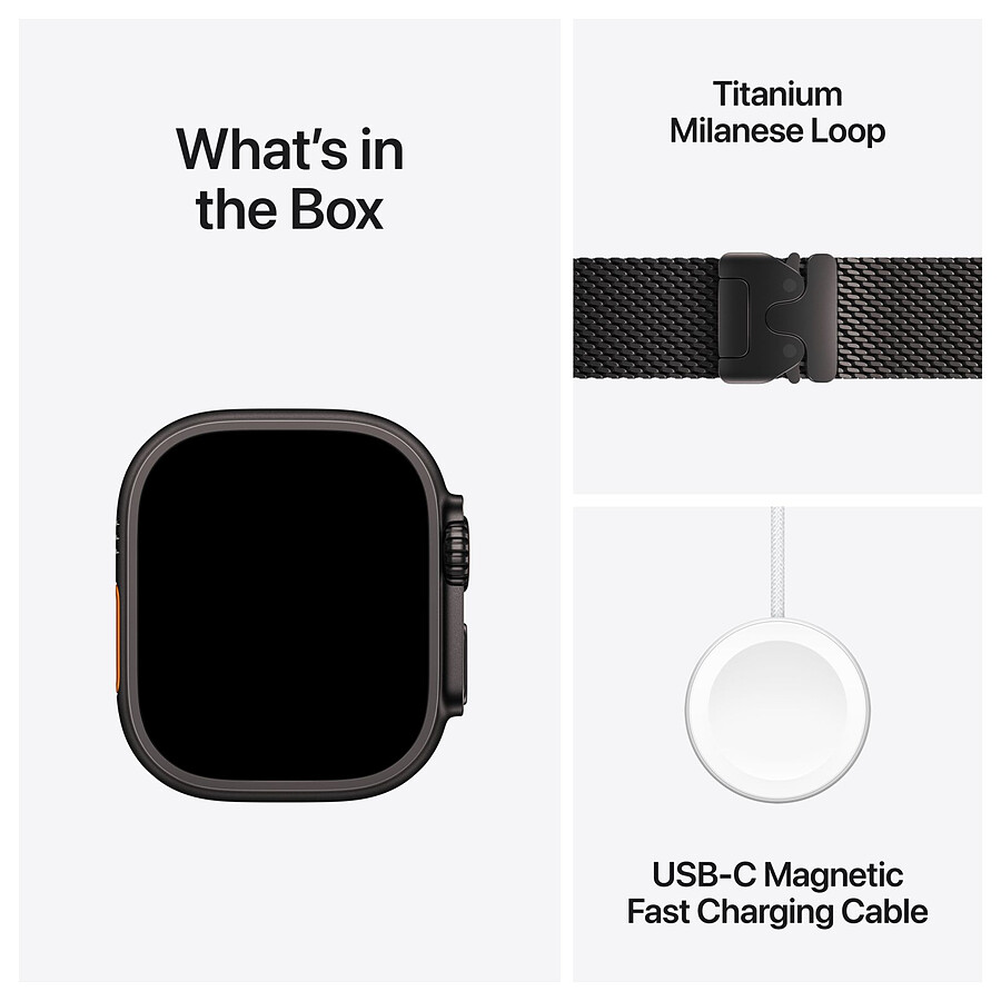 Apple Watch Ultra 2 GPS + Cellular 49 mm - Titane Noir - Bracelet Milanais Noir M