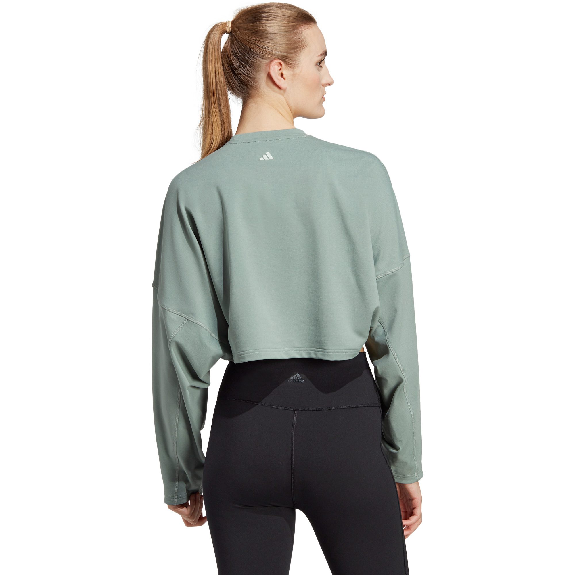 adidas Yoga Studio Crop Sweatshirt Damen silver green
