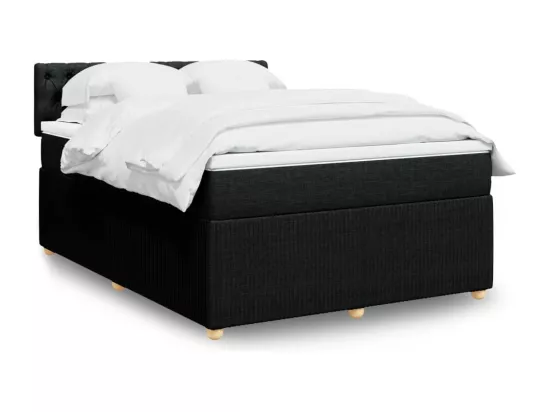 Sommier à lattes de lit avec matelas Noir 140x190 cm Tissu