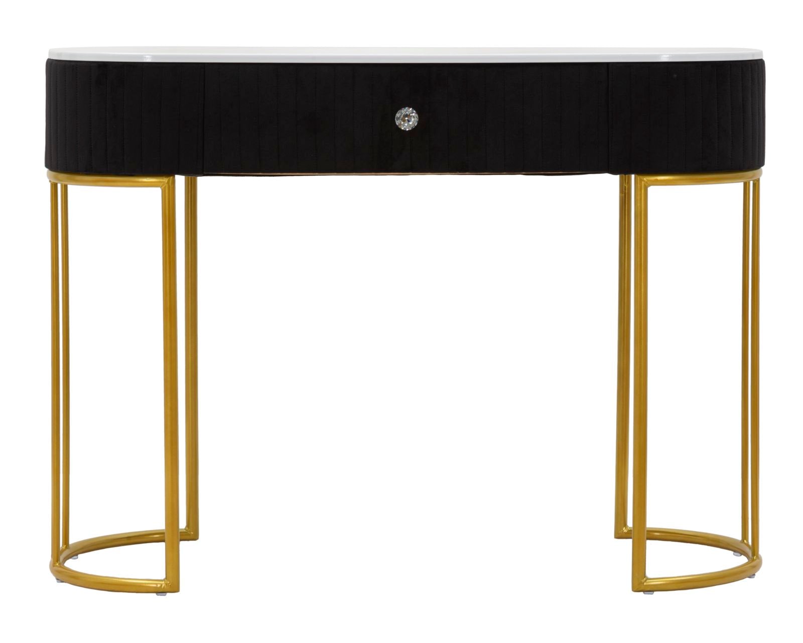 Mauro Ferretti Montpellier Console in metalen stof hout zwart witgoud