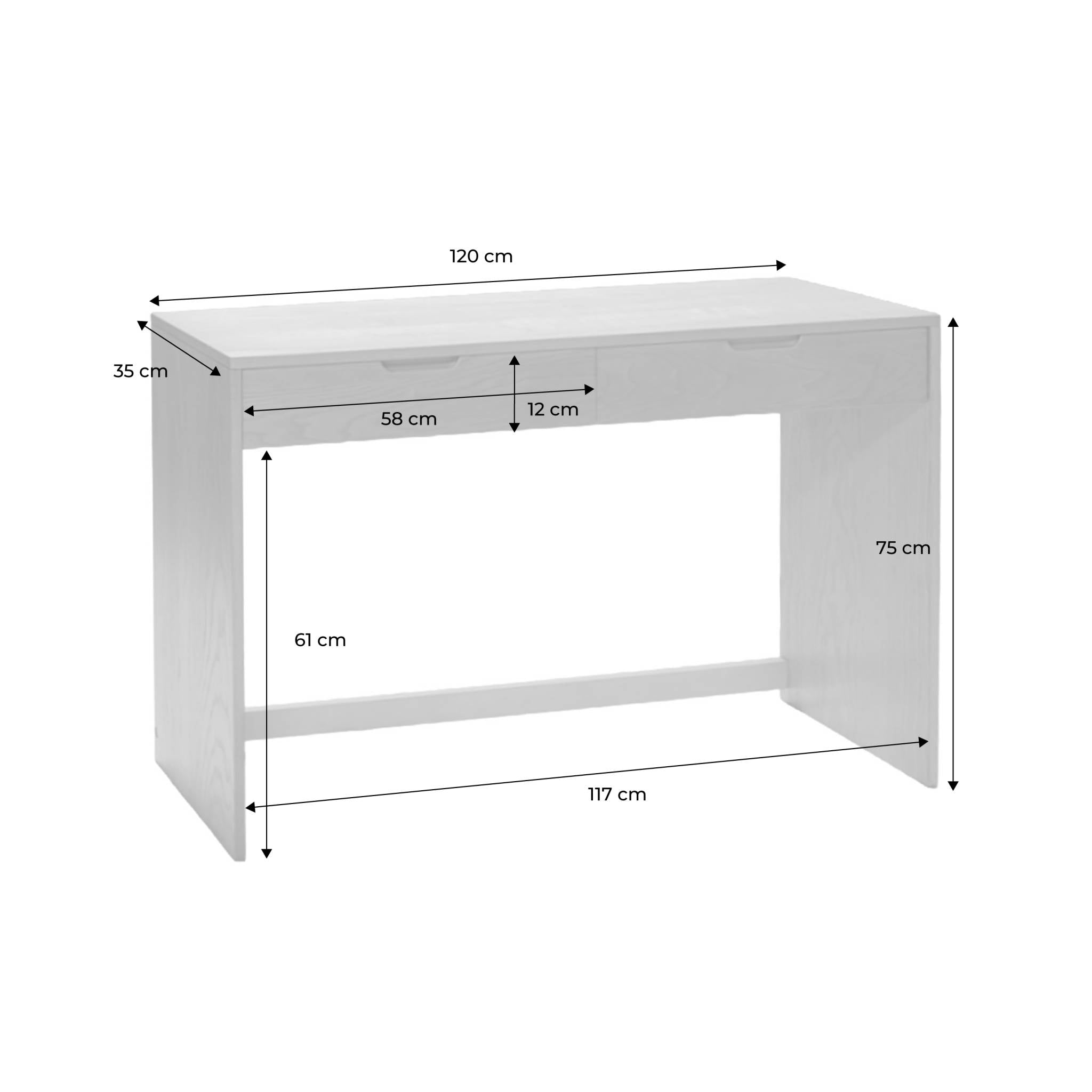 sweeek - Sidetable houtdecor 2 lades 120cm