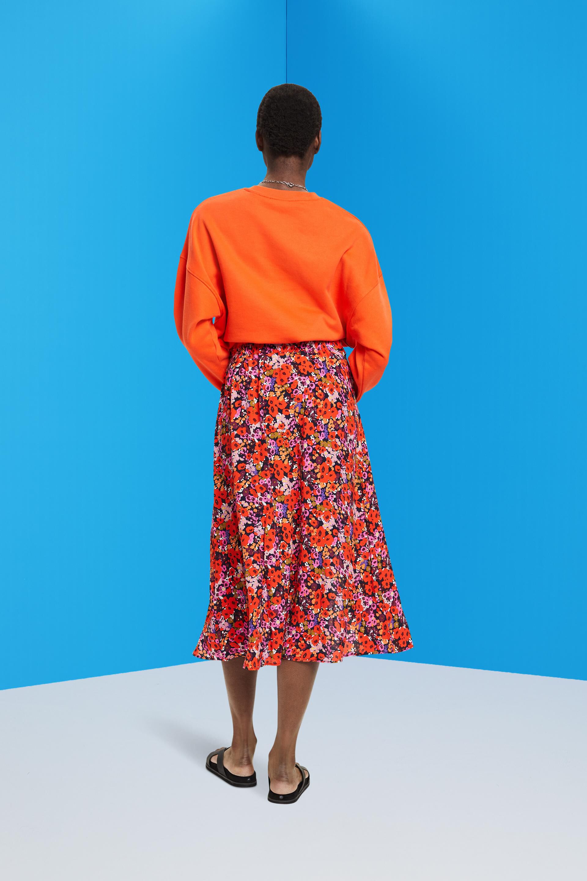 Jupe longueur midi à motif floral all-over
