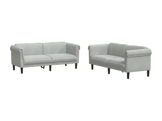Ensemble de canapés 2 pcs gris clair velours
