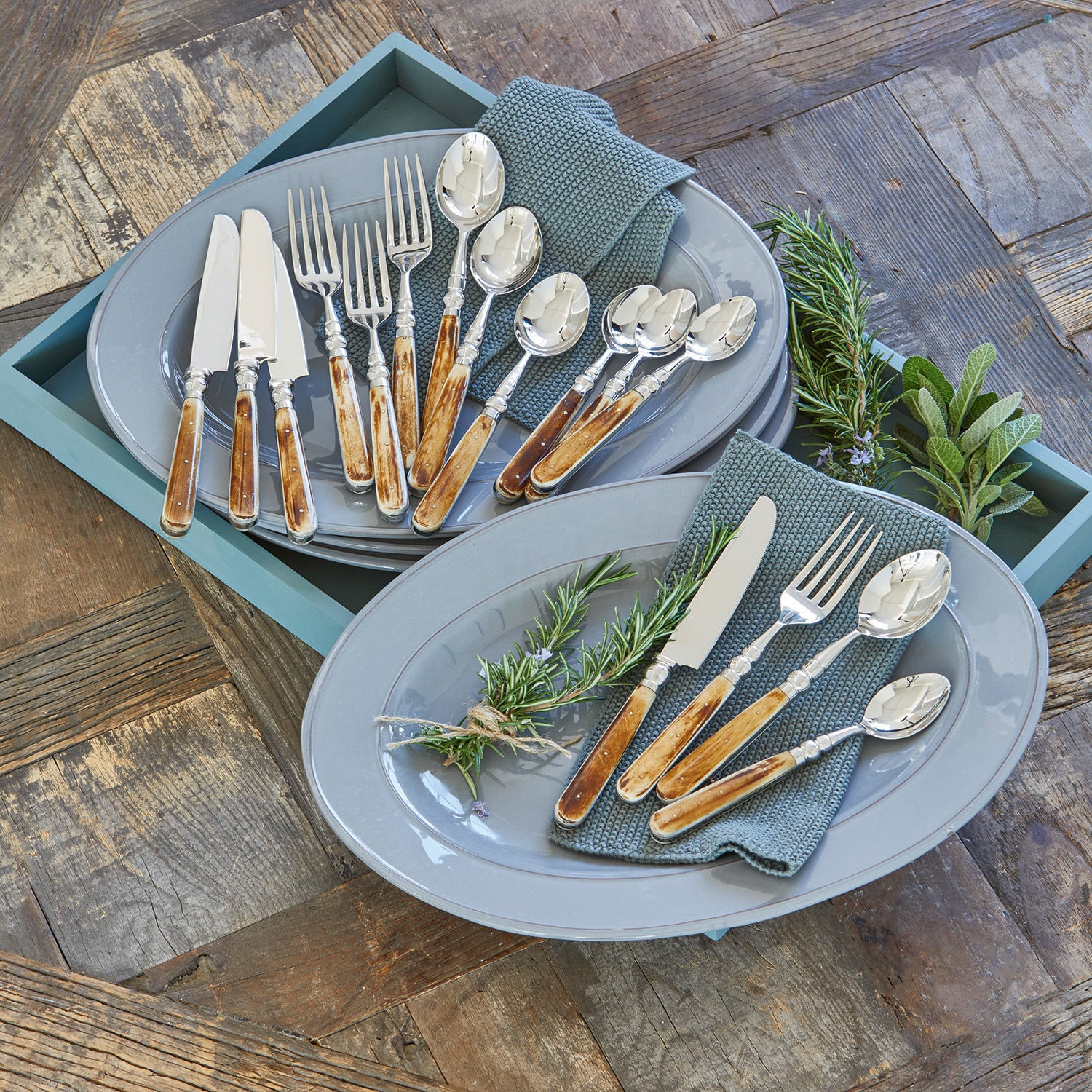 Besteck Bigeste 16er Set | silber/braun