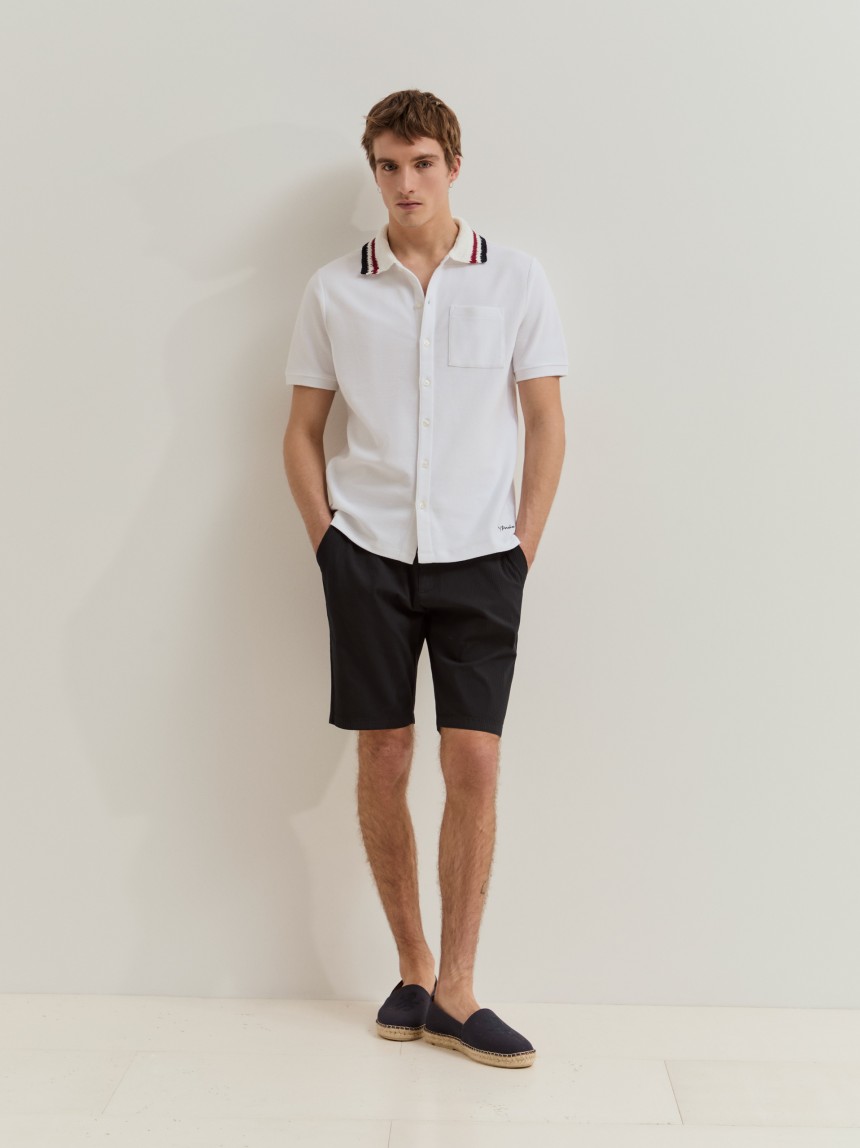Polo camisa de manga curta em algodão