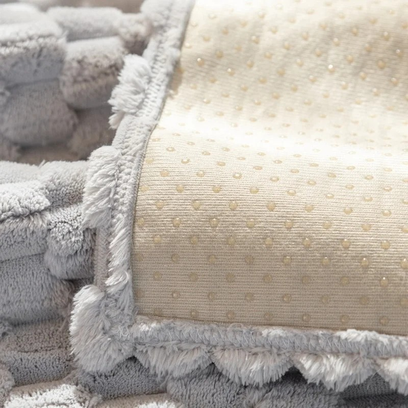 (70x120cm) Flauschiger Sofa Schonbezug Rutschfeste Couch Unterlage Überwurf Decke  - Grau