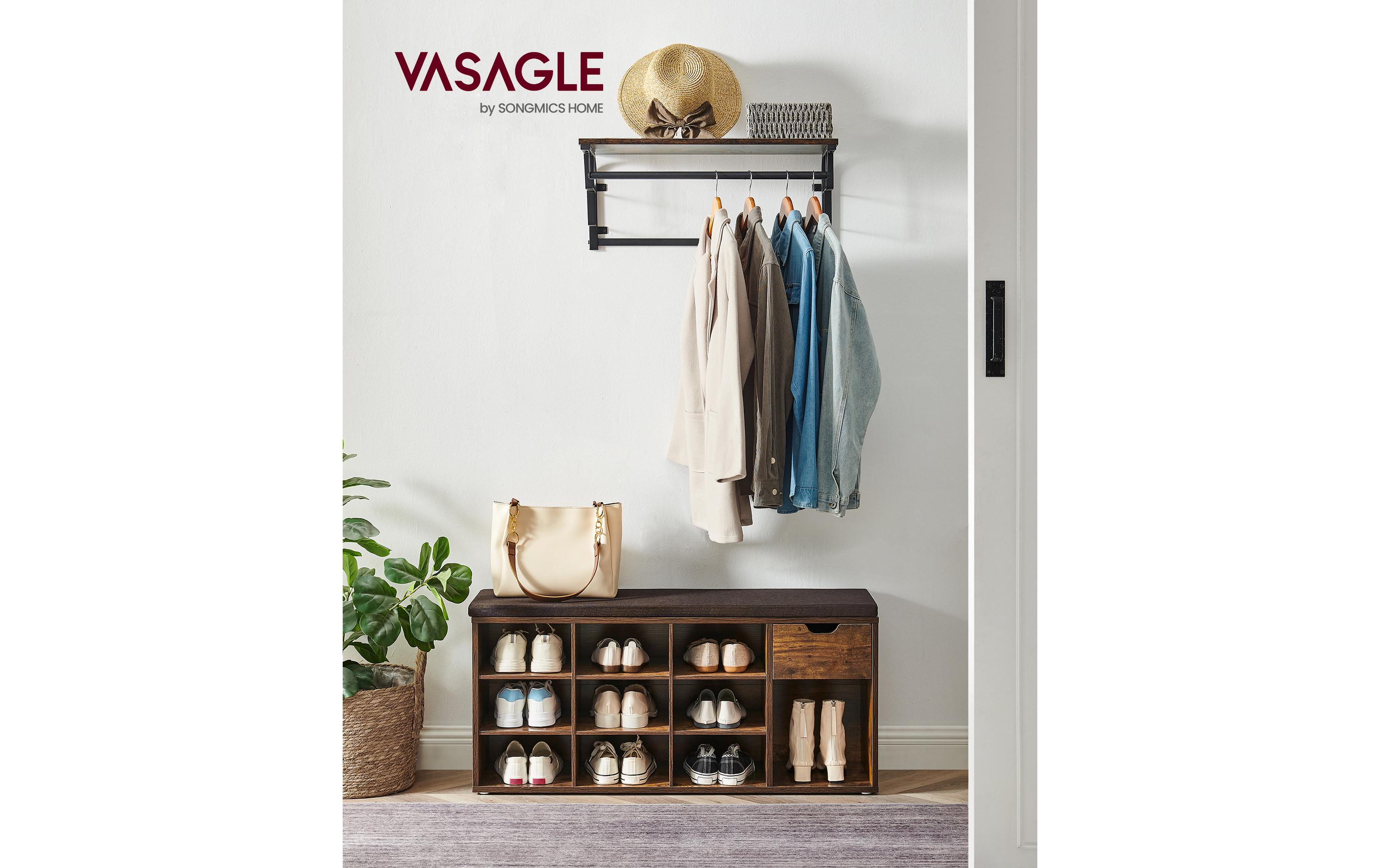 Schuhschrank mit Polster 104 x 48 cm, BraunSchuhregal mit Sitzfläche