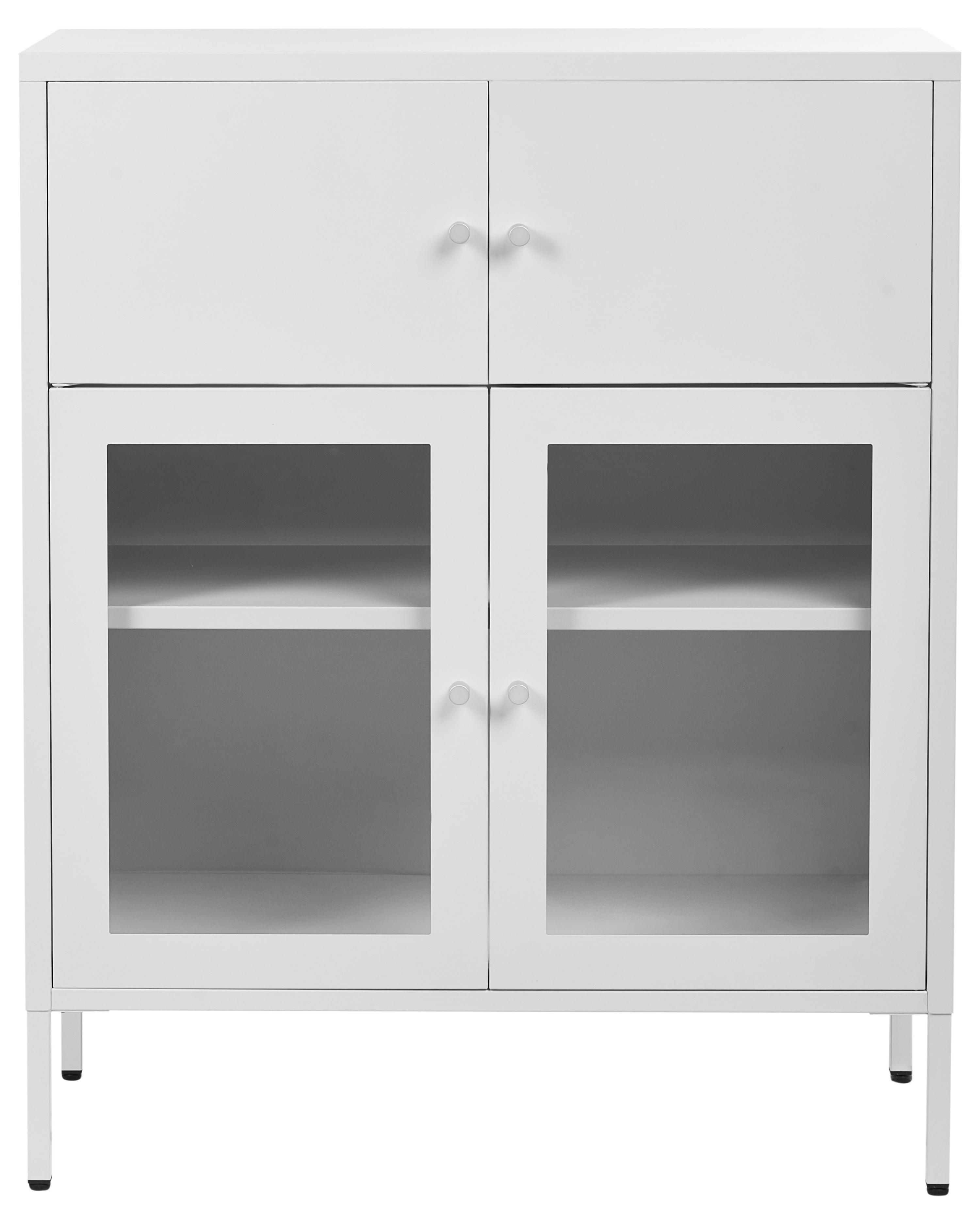 Dressoir met glazen deuren ESHOLT Metaal 80 cm Wit