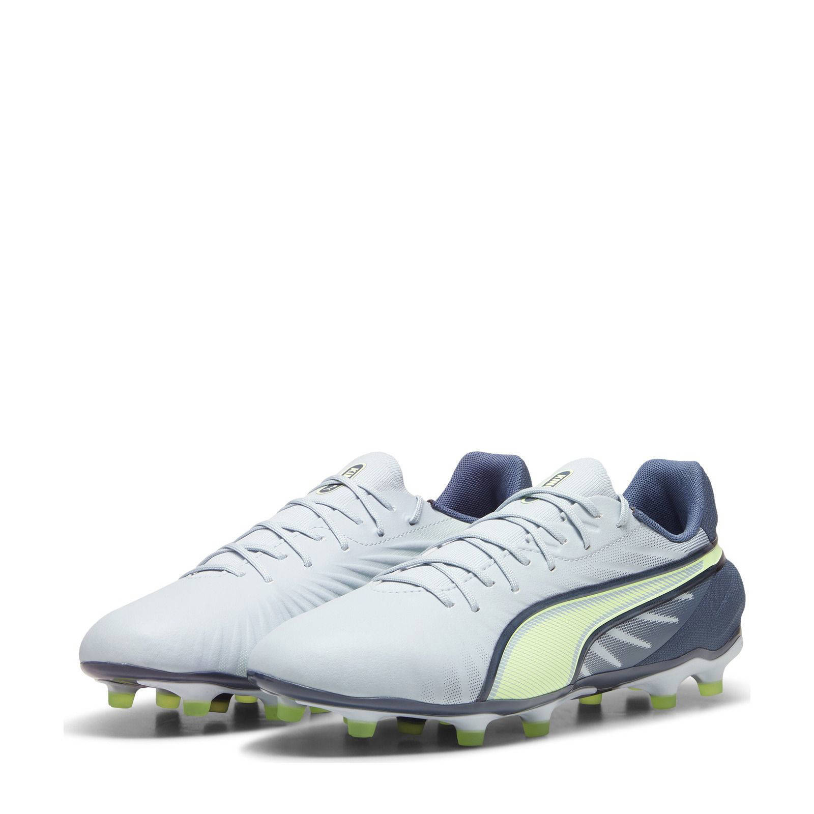 Puma King Match  senior voetbalschoenen lichtblauw/geel/grijs