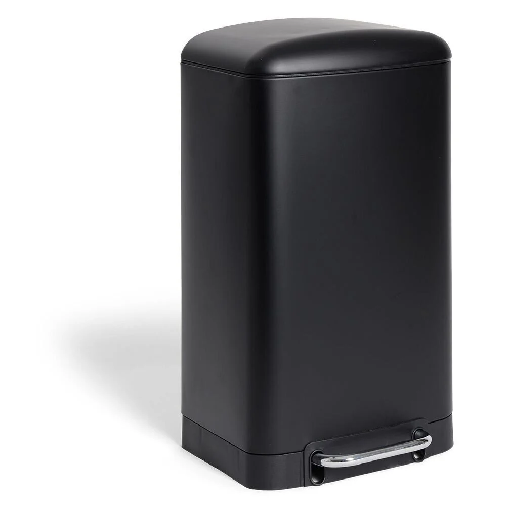 Poubelle à pédale 30L métal noir avec bac amovible