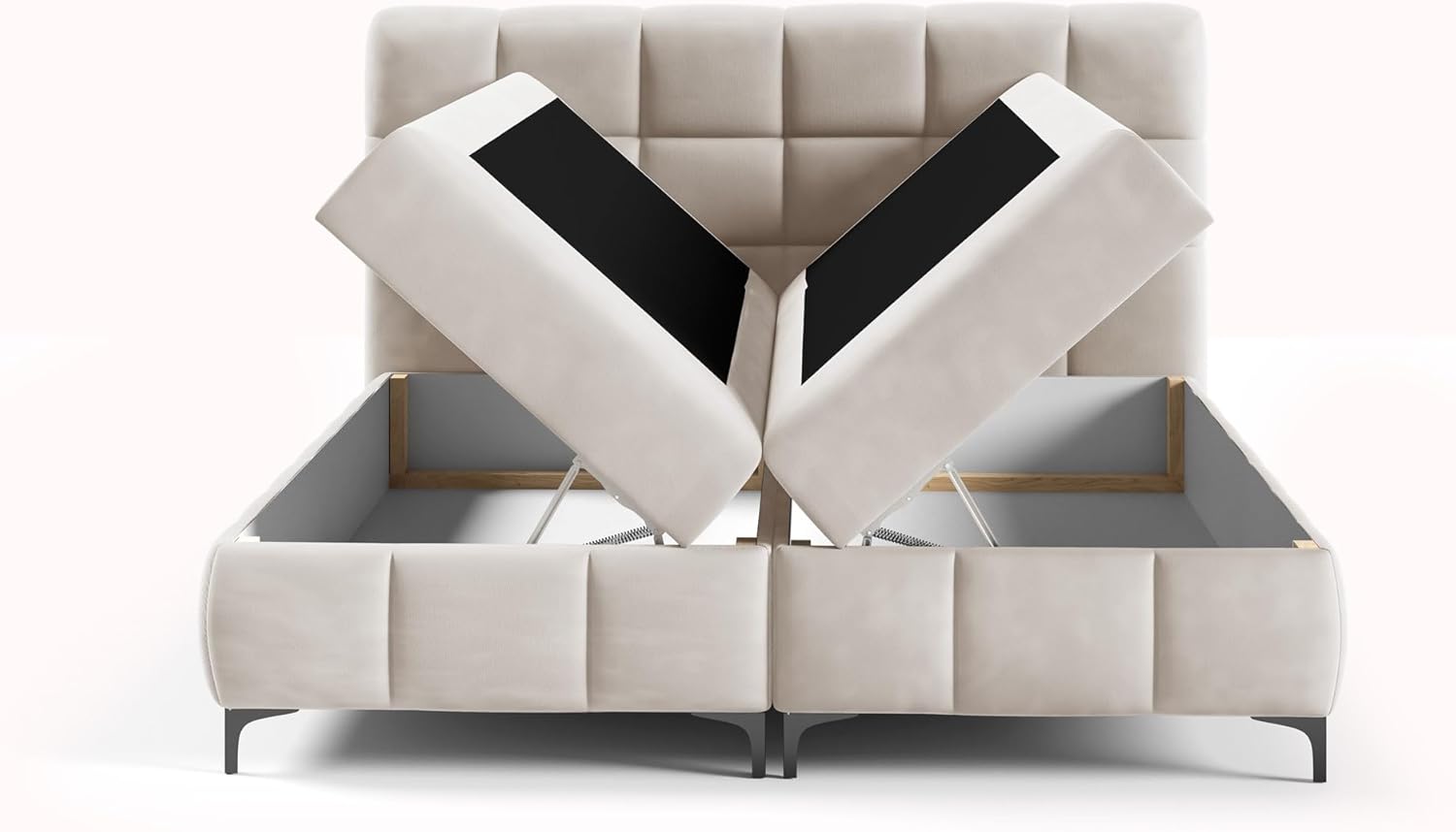 Fun Möbel Boxspringbett Schlafzimmerbett Sophie Stoff Salvador (Beige, 100x200 cm)