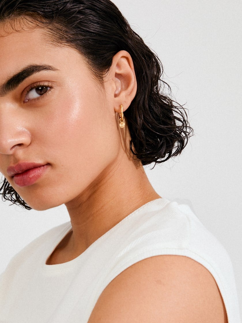 Fire Hoop Earrings Old Gold