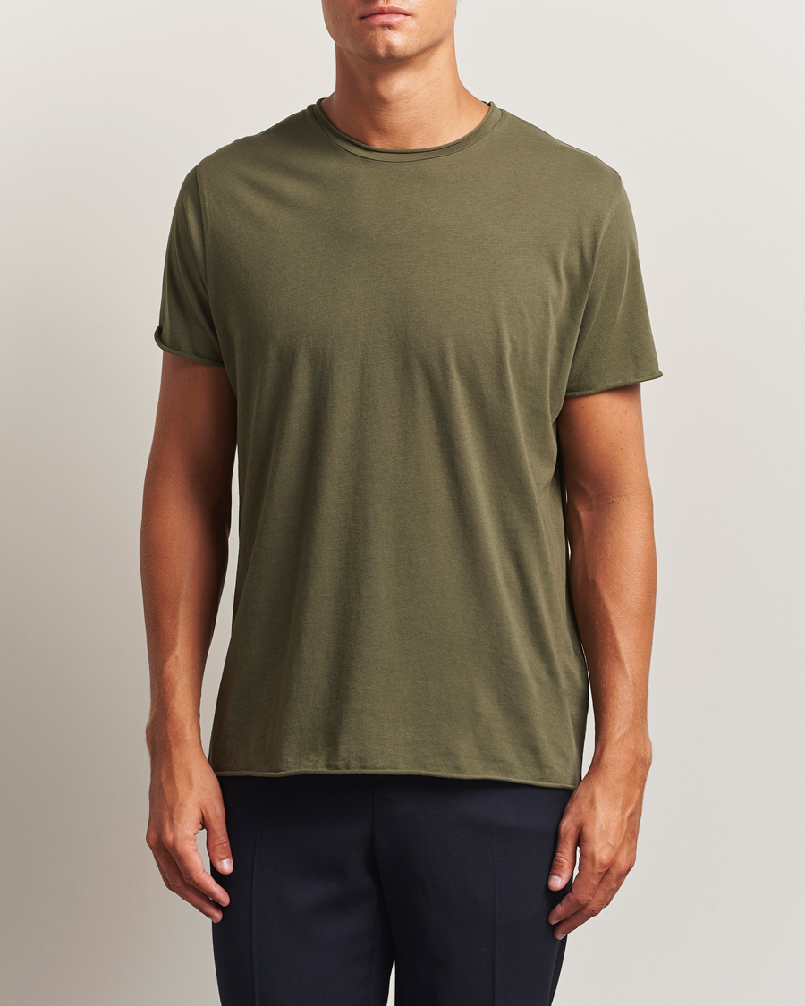 Filippa K Roll Neck Crew Neck T-Shirt Dark Olive