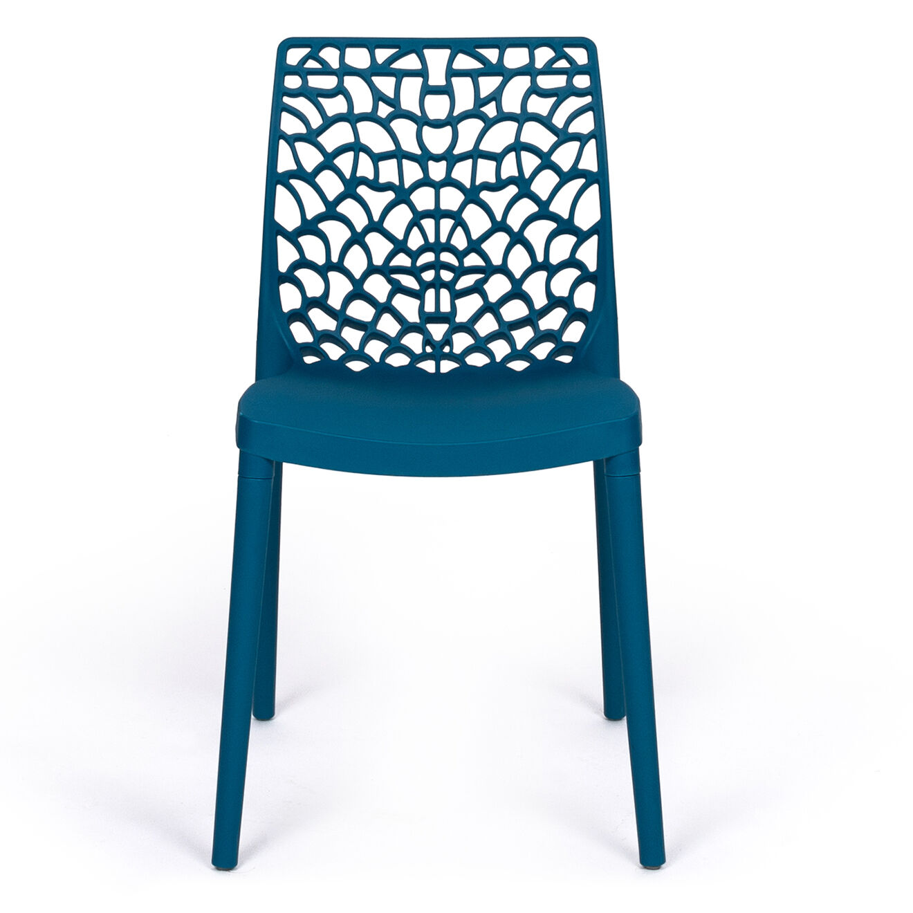 Idomya 4 Chaises de jardin empilables Dahlia bleu canard - 45.5x52.5x81.5 cm