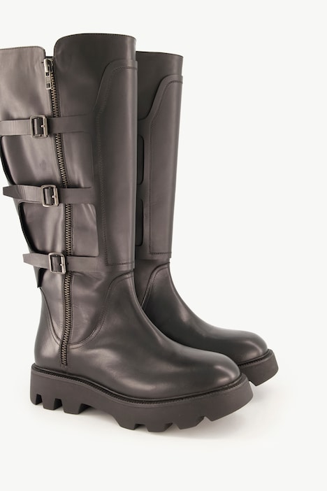 Leder-Bikerstiefel, XL-Schaft, Weite H