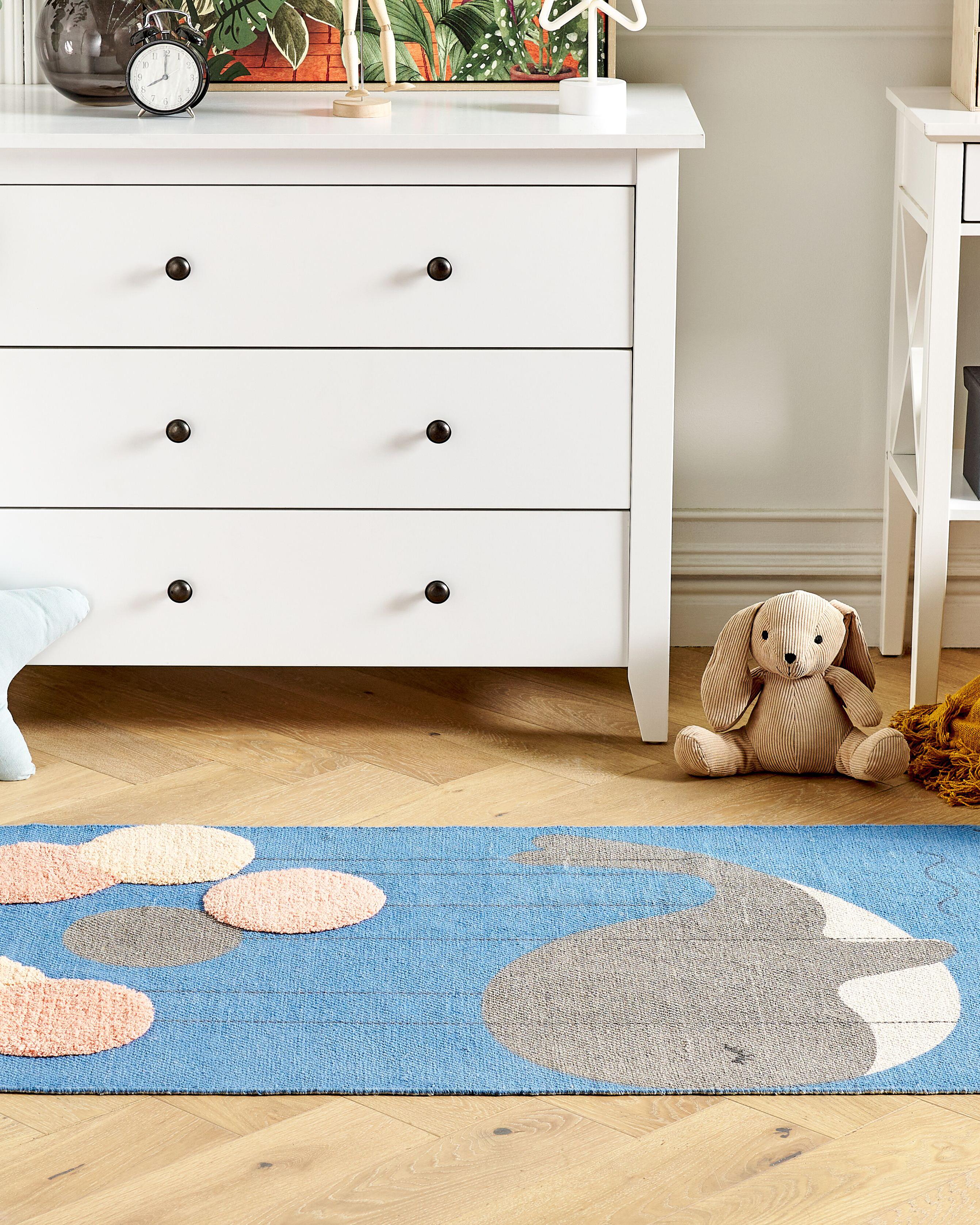 Kindervloerkleed BALABANG Blauw 80 x 150 cm Katoen