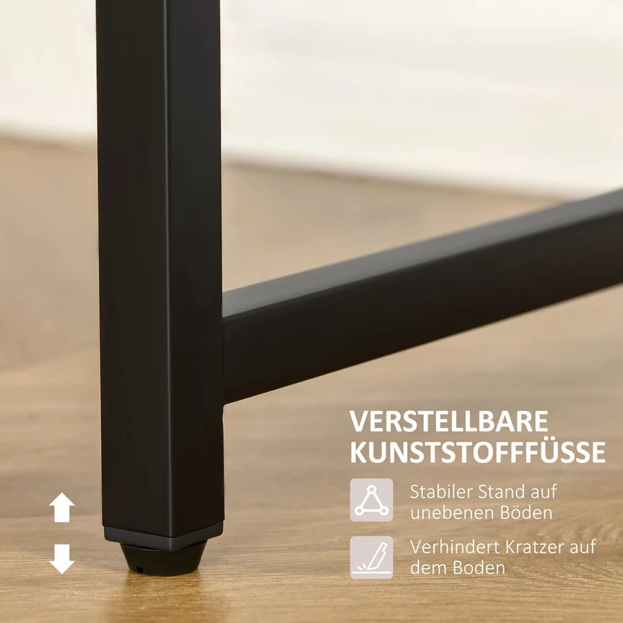 HOMCOM Schreibtisch mit 2 Schubladen natur, schwarz
