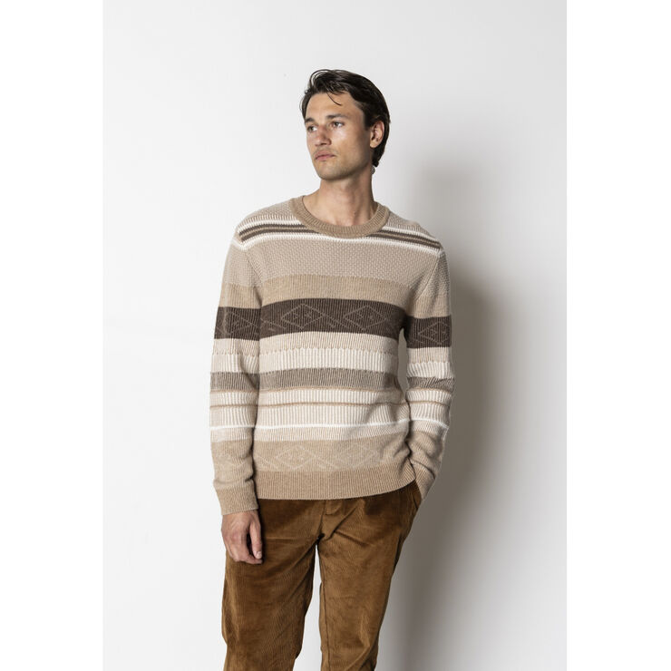 Clean Cut Copenhagen Mark wool knit Brown/dark khaki stripe