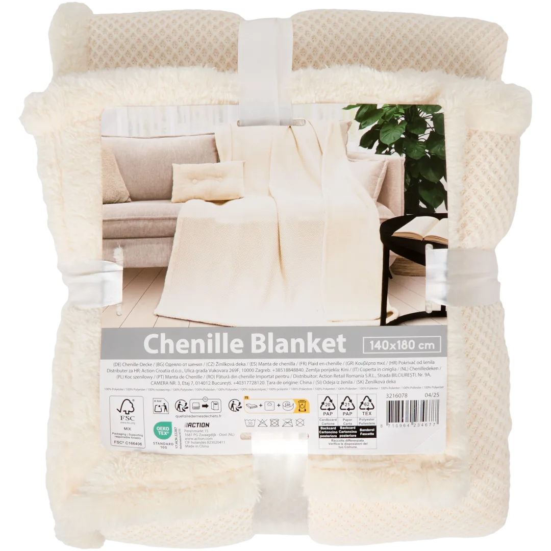 Chenille plaid 140 x 180 cm | diverse kleuren