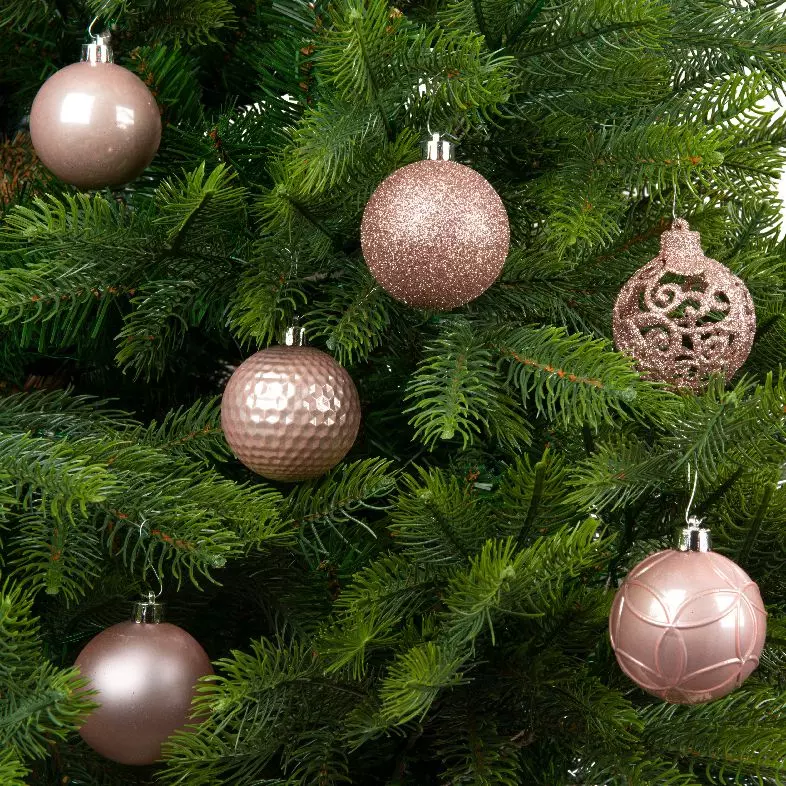 Lot de 37 boules de Noël (D60 mm) Alpine Mix Rose poudré