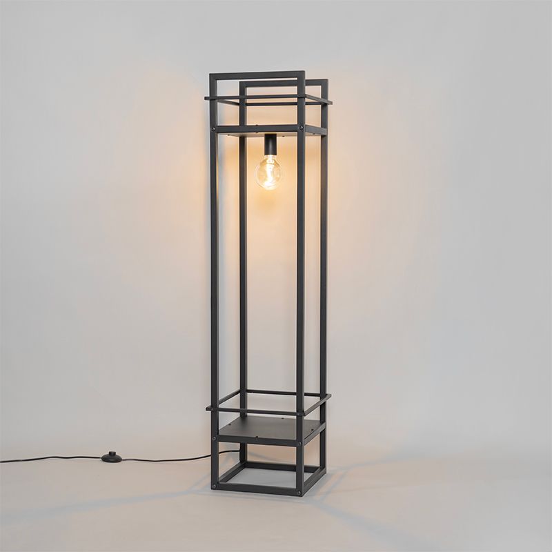 Industriële vloerlamp zwart - Cage Rack