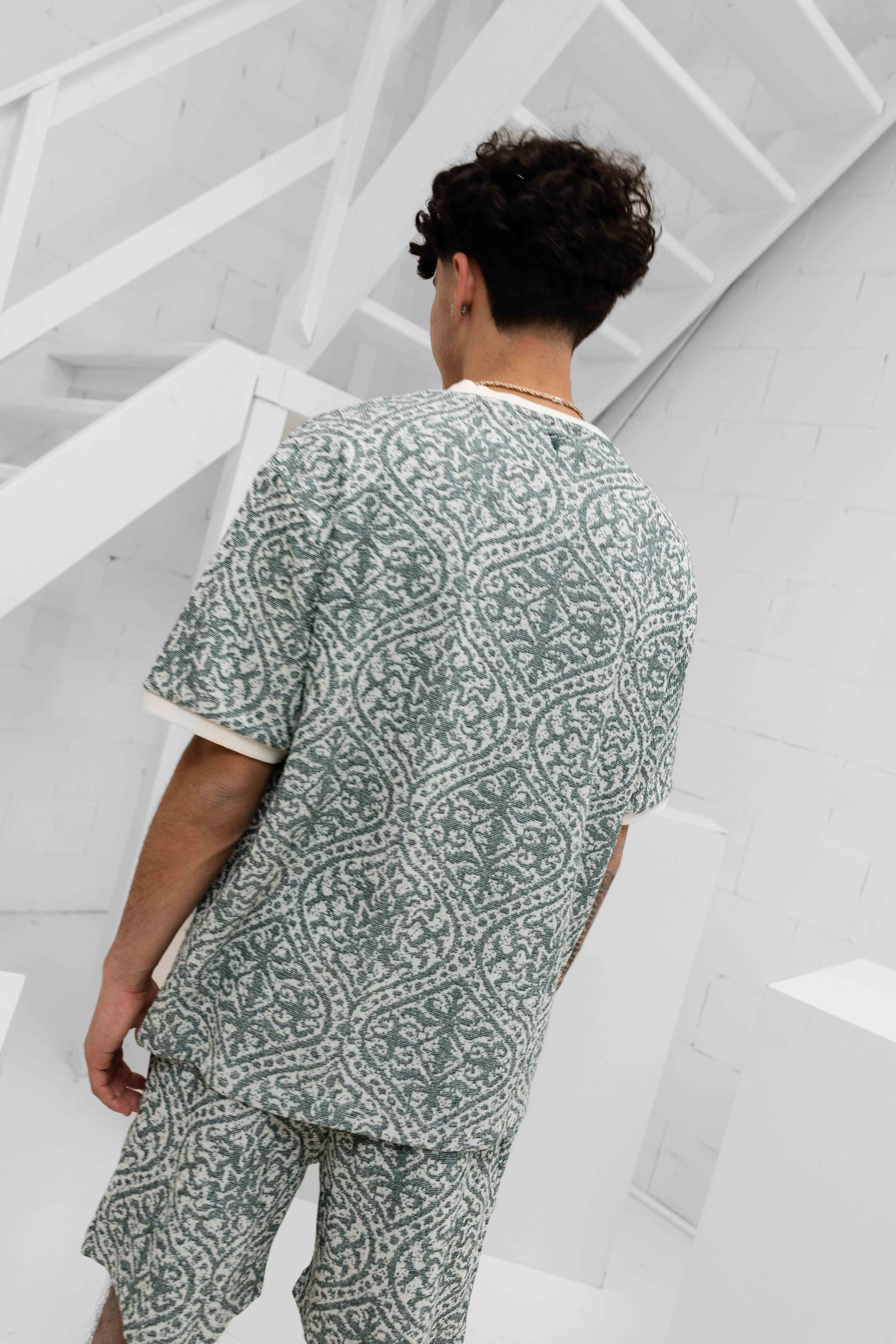 Pure Path Jacquard Set Heren Groen/Wit