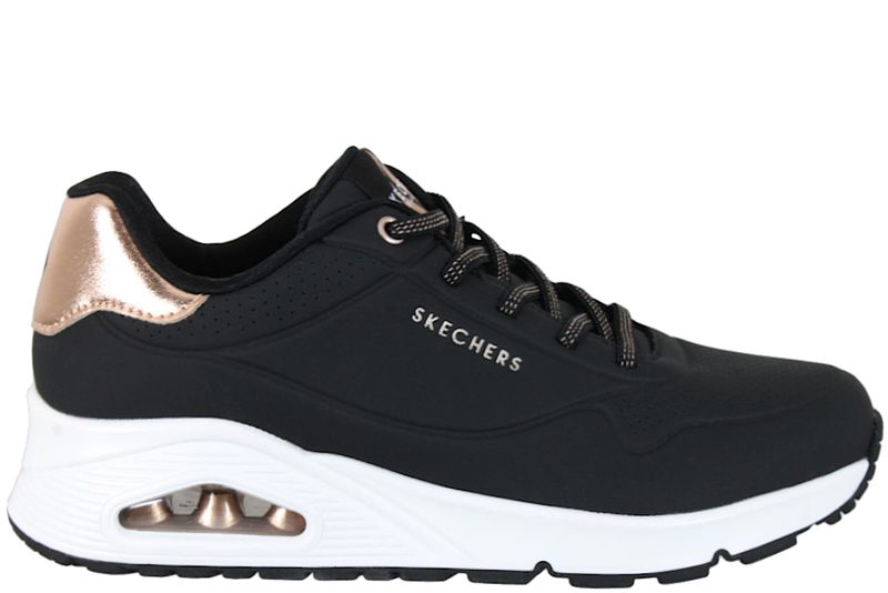 SKECHERS UNO SHIMMER AWAY SNEAKERS I SORT TEKSTIL