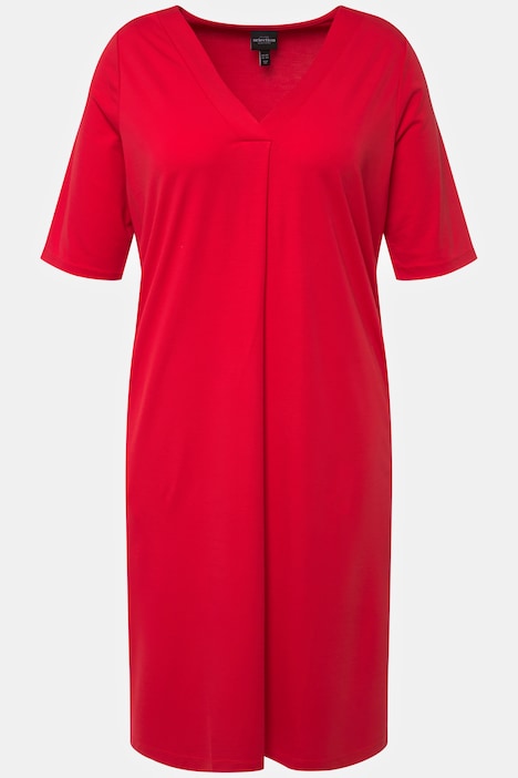 Minikleid, Oversized, Zierfalte, V-Ausschnitt, Halbarm
