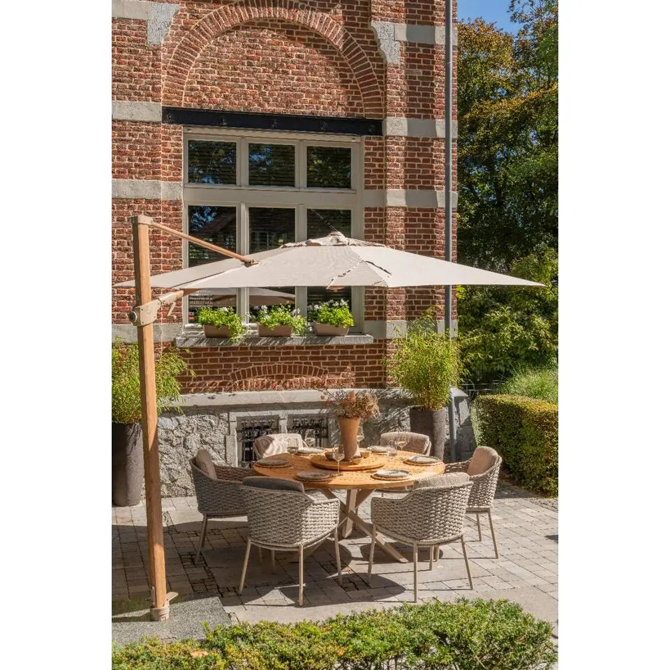 4-Seasons Siesta Premium - zweefparasol 350 cm. - Woodlook/Sand