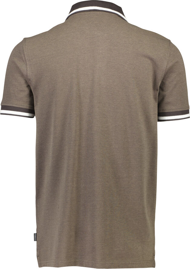 Lindbergh Cotton pique polo S/S Dk brown mix