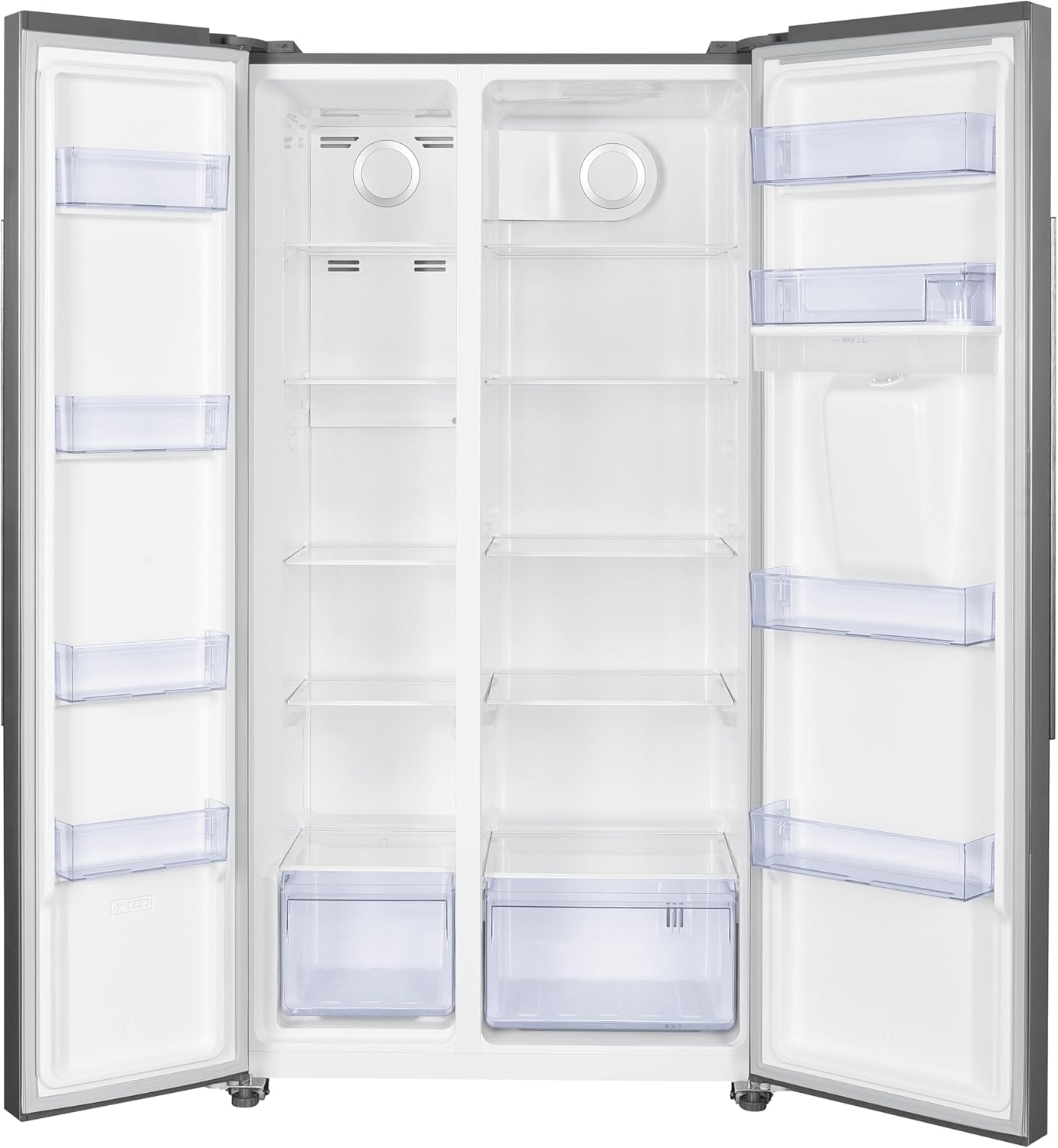 Wolkenstein Side-By-Side Kühl-Gefrierkombination WSBS518NFWDEIX | 529 Liter Nutzinhalt | 185 Liter 4 Sterne Gefrierraum | NoFrost | 2L Wasserspender | Sehr leise mit 39 dB | Display mit Touch Control