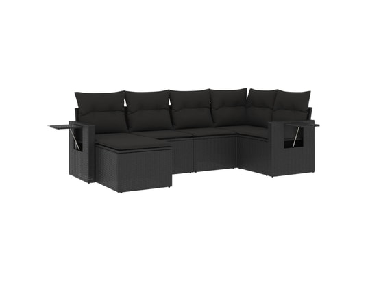VIDAXL - Salon extérieur Salon de jardin 6 pcs avec coussins noir résine tressée