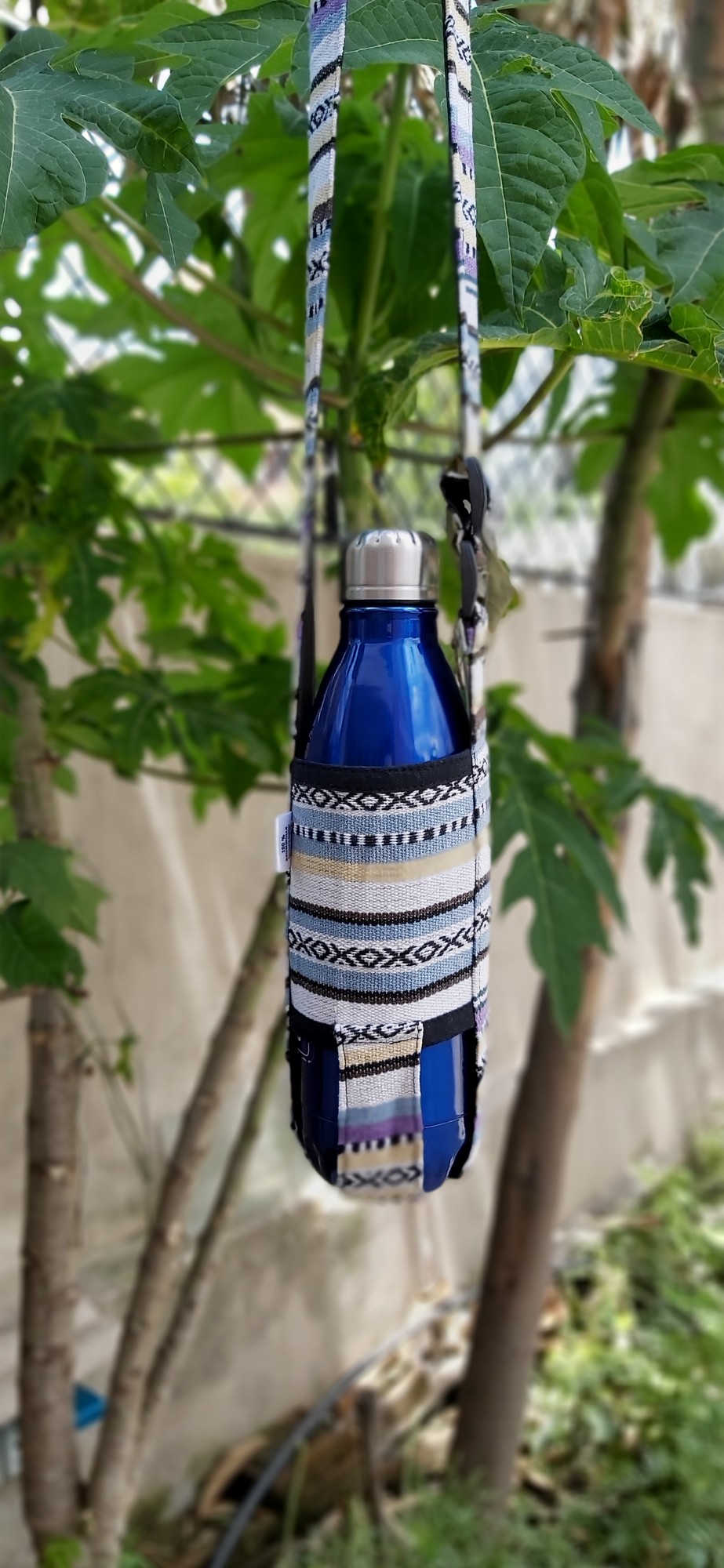 Flaschenhalter Nepalstyle, blau, beige, Ø 8 cm, H 20 cm günstig bestellen