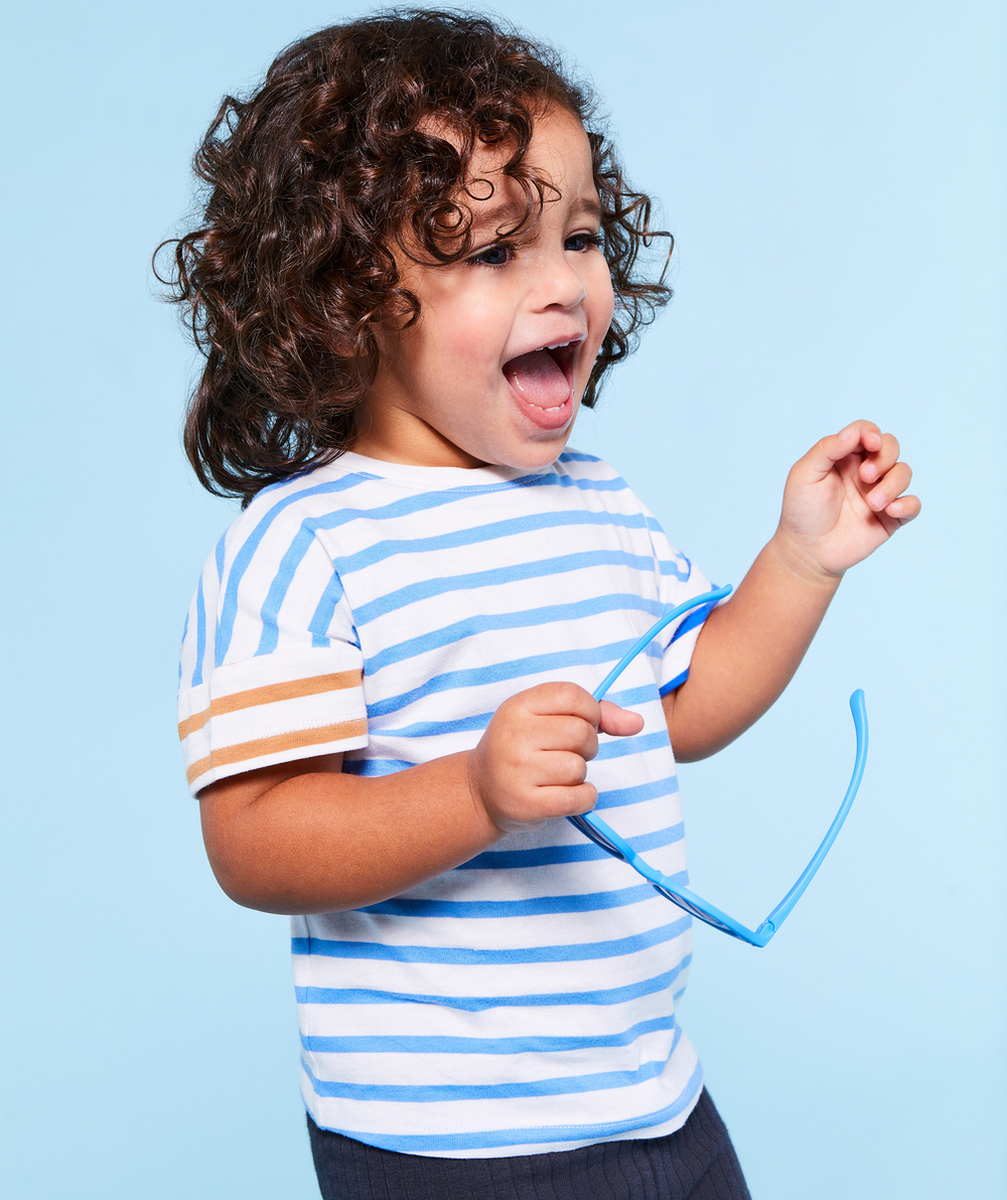 t-shirt bébé garçon en coton bio à rayures colorées