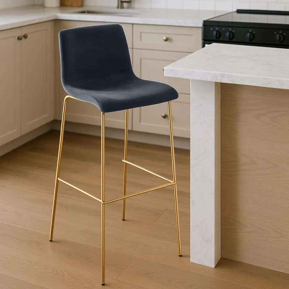 CLP Barkruk Hoover goud Frame - Fluweel - zwart