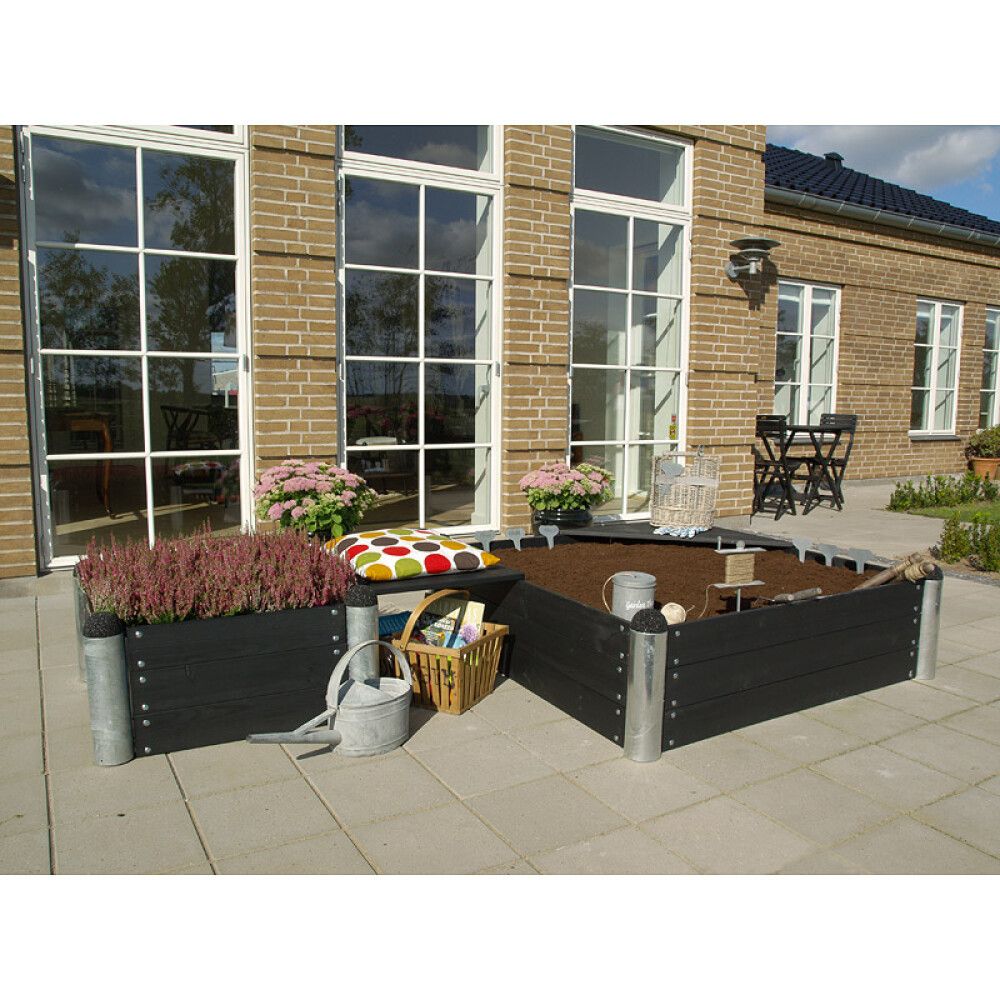 PLANTEKASSE PLUS PIPE SVART 80X80X36 CM
