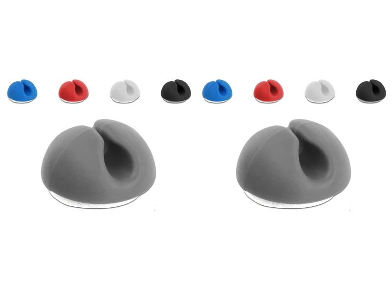 Delock Kabelhalter 3 mm, 5x2 Stück, farbig, 1 Durchführung Delock Kabelhalter mit 2 Durchführungen Set 6 Stück